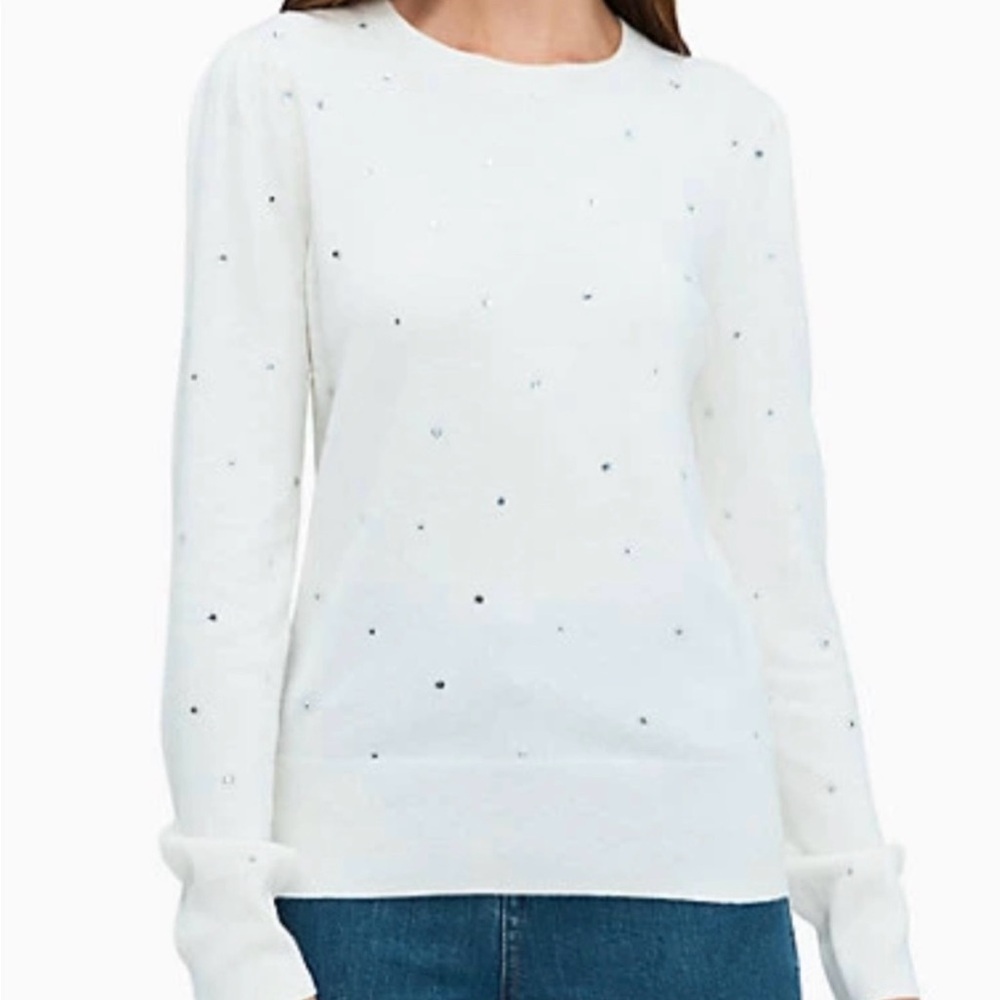 Kate Spade Scattered Rhinestone Sweater in Cream NWT